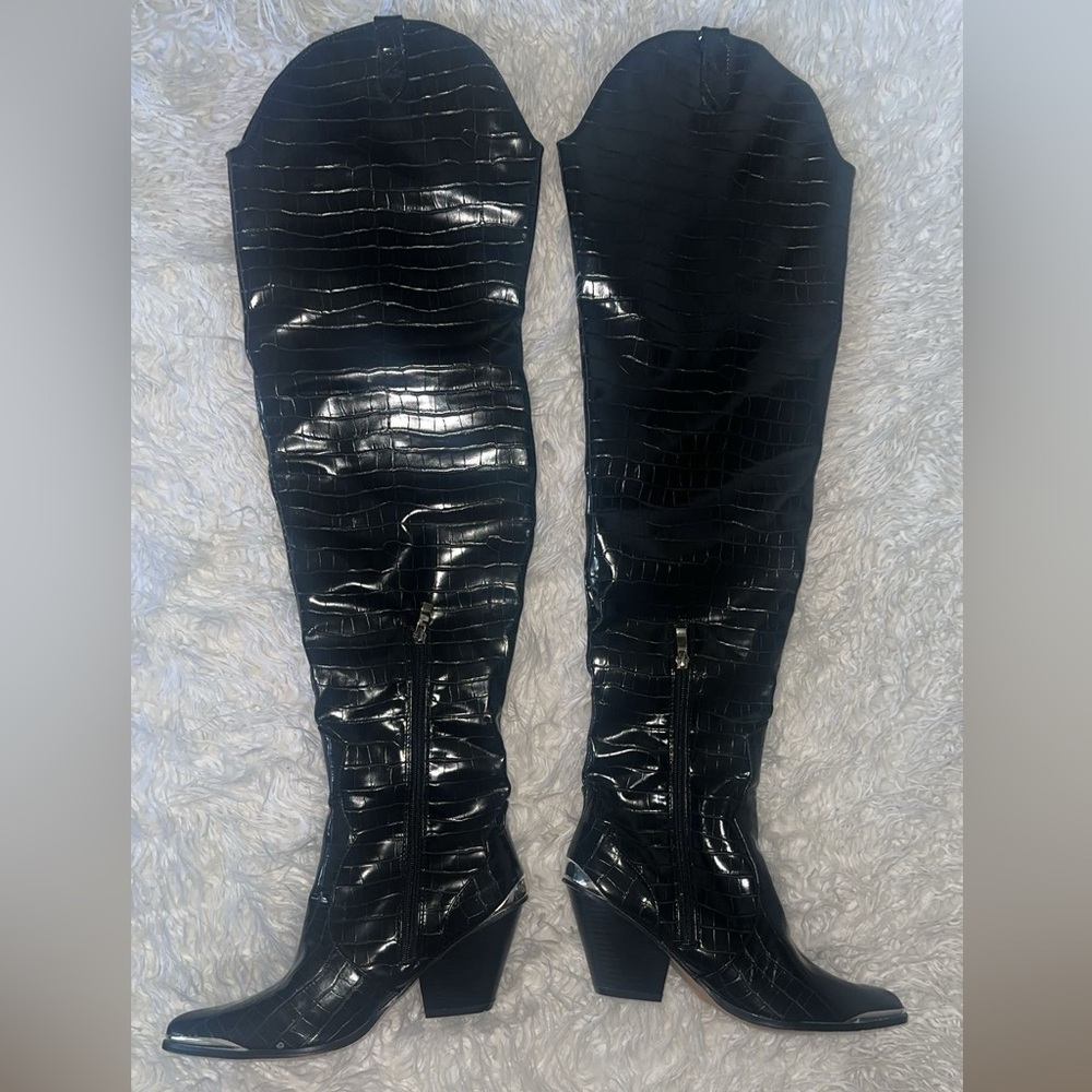 PrettyLittleThing Black Over the Knee Boots